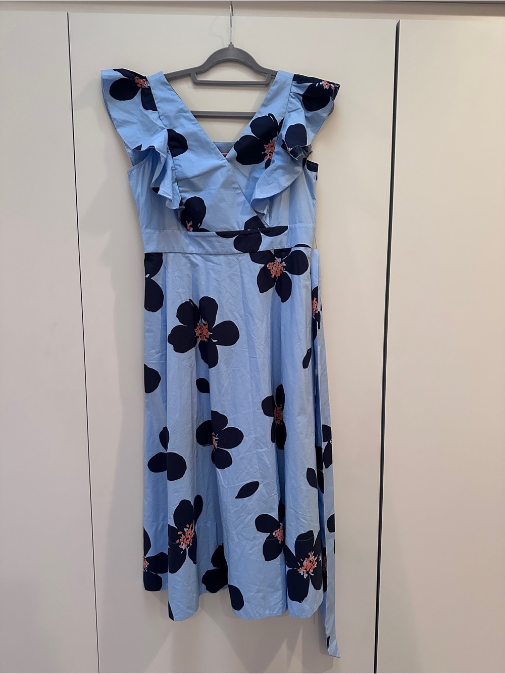 kate spade Grand Flora Poplin Blue Midi Dress with Navy Floral Print - sz 10